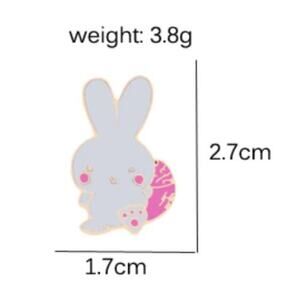 White with Pink Easter Bunny Pin Brooch